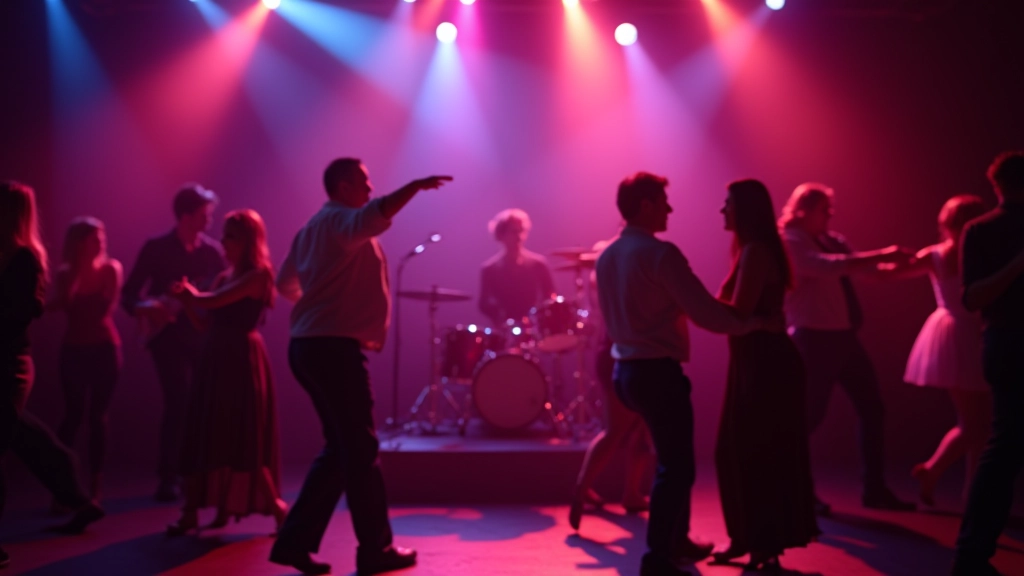 Salsa meetup with live band and dancing crowd